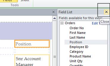 For example, if the Employee Name was selected, the Position field would have been inserted to the right of Employee Name.