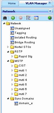 34 Using VLAN Manager VLAN Manager window Area Navigation pane Contents pane Status bar Provides a navigation tree showing VLAN Manager network folder resources and a toolbar for working with items