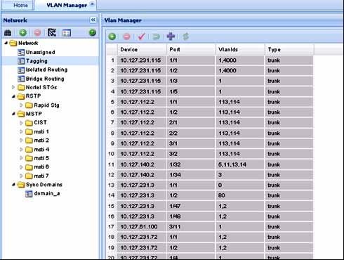 86 Using VLAN Manager Viewing tagged ports Perform the following procedure to view tagged ports Step Action 1 In the Navigation pane, select Tagging The Tagging Ports table appears in the contents