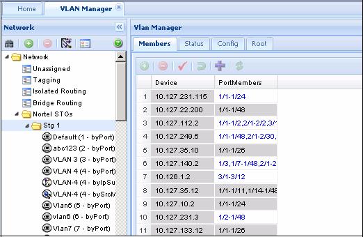 88 Using VLAN Manager Job aid The following table describes the fields in the Bridge Routing Ports table Field Device Ports s IP address, system name, or host name of the device Port numbers of the