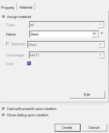 Set the value for Name to Steel 7. Click Create to create the Property. Figure 10. Create Property Dialogue 8.
