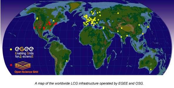 EGEE, OSG, LCG EGEE is integrated with OSG, the US Open Science GRID, into LCG [LHC Computing GRID] to provide the resources
