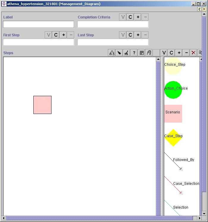 Drawing canvas Drawing palette Figure 16 - The diagram interface for creating a clinical algorithm.