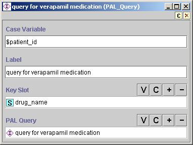 The query expression, upon evaluation, returns an instance of Medication for verapamil, if verapamil is one of the active prescriptions of the patient.