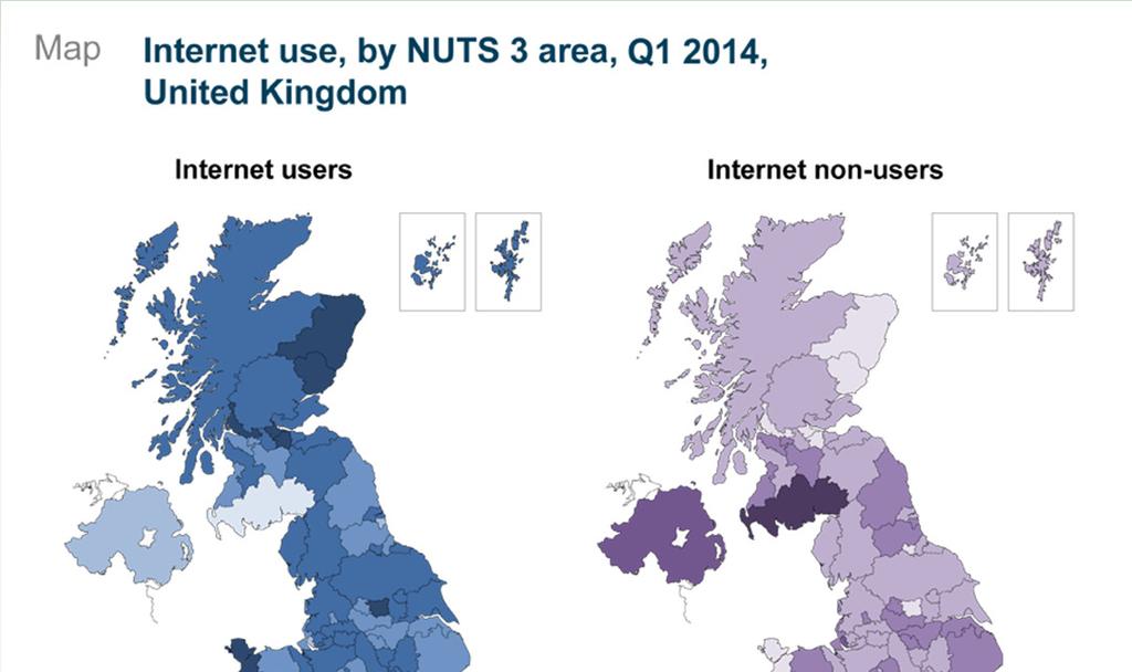 Internet Users in the UK - 2014 87% of adults (44.6 million adults) had used the Internet in 2014 Q1 6.