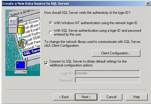 Create a New Data Source to SQL Server Dialog Box If it the engine resides on the same PC node as the TrendWorX SQL Data Logger, select "local.