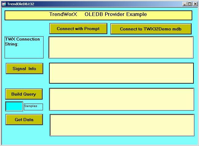 TrendWorX Examples OLE DB Provider Example Reporting Tools Examples TrendWorX includes VBA-based examples to demonstrate the use of the Reporting tools.