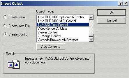 TrendWorX Reporting Insert Object Dialog Box During configuration, you can place this component inside TrendWorX displays, VBA forms, or any other container.