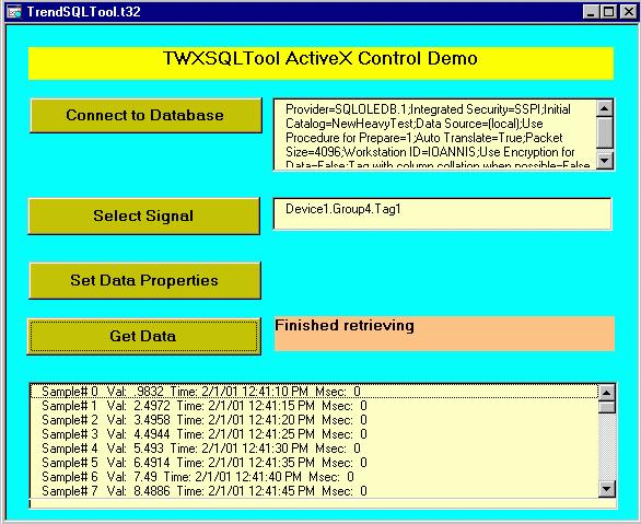 TrendWorX Reporting TrendWorX SQL Tool ActiveX Control: Events StartedTask FinishedTask AbortedTask Fired to indicate that historical data retrieval has started.