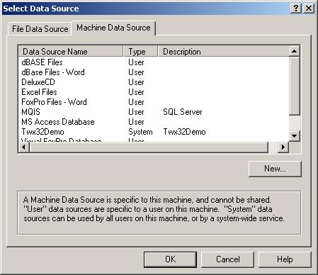 TrendWorX Reporting Selecting a Data Source In the Data Source field of the Tags dialog box, you can select the source from which the data for the report will come.