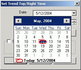 TrendWorX Viewer ActiveX Choosing a Date From the Calendar The Set Trend Top/Right Time dialog box has time and date pick controls as well as an interface to the historical operator comments and