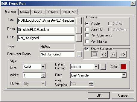 Introduction Configuring Historical Pens Editing historical pens. To edit historical pens, select a pen and then click Edit in the Trend Pen Configuration dialog box.