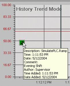 TrendWorX Viewer ActiveX Operator Comments in the Trend Display Editing Pens During Runtime Mode To edit a pen during runtime mode, right-click on the pen in the Trend Viewer and select from the