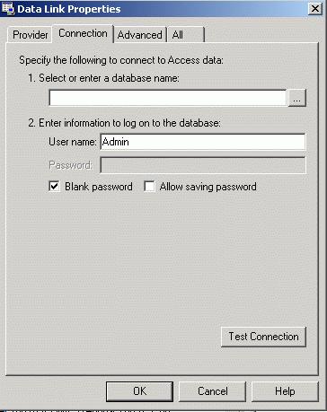 Click the button to browse for a Microsoft Access database.