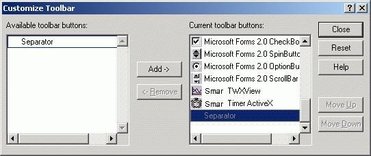 Getting Started You can add, remove, or relocate items on the ActiveX toolbar within TrendWorX.