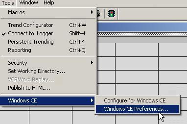Starting the Windows CE Download Tool This opens the Windows CE Preferences dialog box, which allows you to enable or disable the file download tool.