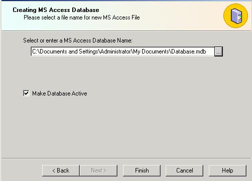 TrendWorX Logger Configurator Creating a New Microsoft Access Database 4. Specify the directory path and file name for the new database, as shown in the figure below. Click the.