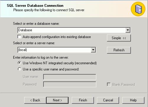 TrendWorX Logger Configurator In the SQL Server Name field, select the local SQL Server on which to create the database. If necessary, enter a user name and password to log on to the SQL Server.