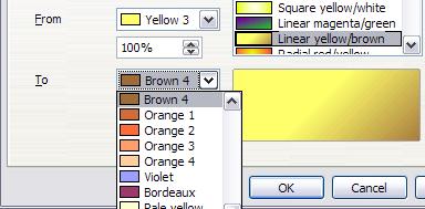 Figure 11: The Gradients page of the Area dialog It is highly recommended to create a new gradient even if you just want to change the two colors rather than