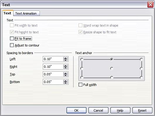 Formatting text Figure 23: Main dialog to set the text properties The top section of the dialog offers several options in the form of checkboxes.