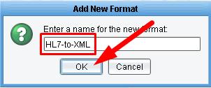 Next, click the Source Transform stage. Here we ll want to add a Format or Data Transformation that will convert an incoming HL7 message to XML. Click the Add Format button.