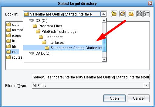 For consistency in this tutorial select {working directory}/interfaces/5 Healthcare Getting Started Interface.