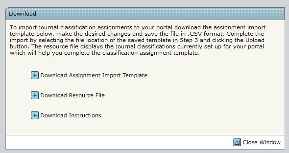 The Resource file is a copy of the template used to upload the current classifications on the portal and can be downloaded as a reference while making assignments.