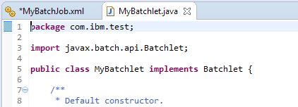 After a moment or two you should see a new tab open that represents the source for MyBatchlet.