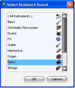 9 7. In the Select Keyboard Sound dialog box, select the bank of sounds you would