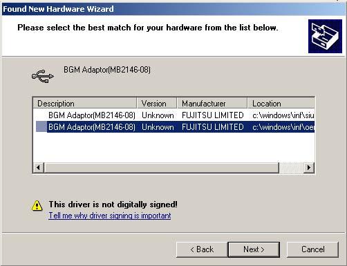 Select BGMA (MB2146-08) as displayed below, and then click Next, Figure 2.4-4 Install BGMA in Windows (4) Windows will install the driver automatically.