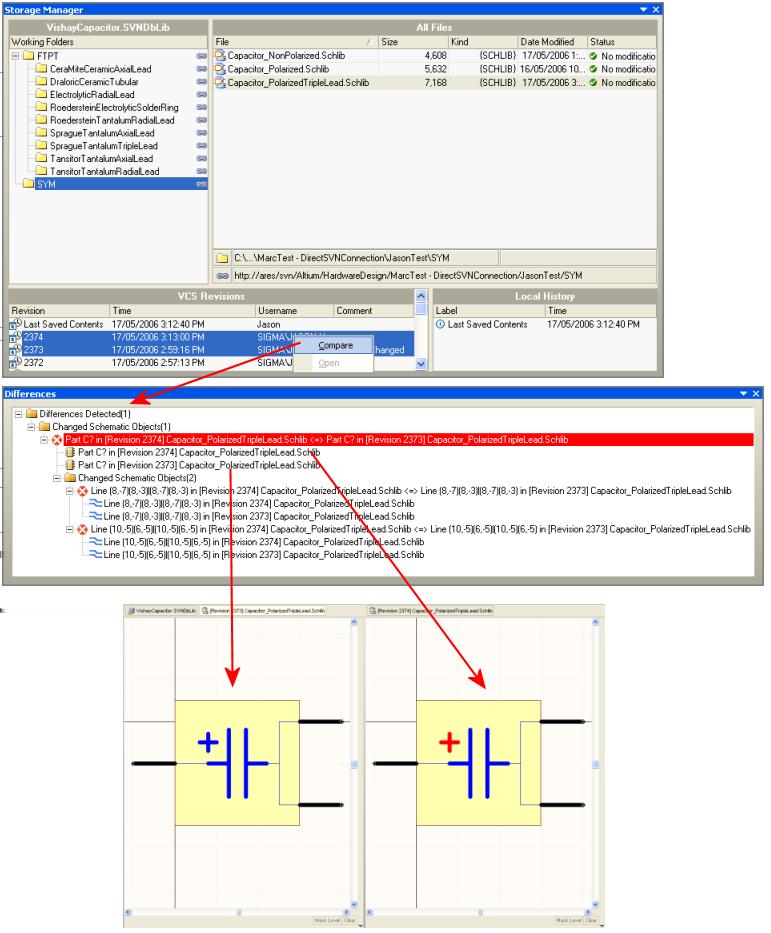 will highlight that difference on both documents simultaneously (Figure 16). Click on the sub-entry for an object to highlight it on its parent document separately.