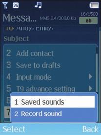 Add sound Jazz up your media message by adding music or sounds the recipient will be able to hear it when they view the rest of your message. You can also record a new file.
