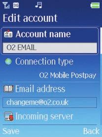 Settings Select to create an email account so you can access emails on your O 2 Cocoon.