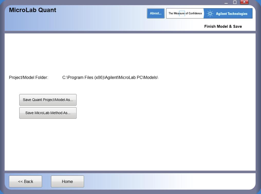 Once a satisfactory calibration has been established, MicroLab Quant makes it easy to create a component method for use in the MicroLab PC software. The final page gives two saving options (Figure 5).