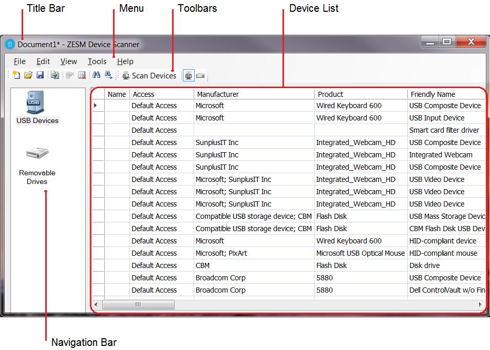 1 1Device Scanner Overview You can use the Device Scanner with the following ZENworks Endpoint Security Management versions: Version Storage Device Control Policy USB Connectivity Policy Data