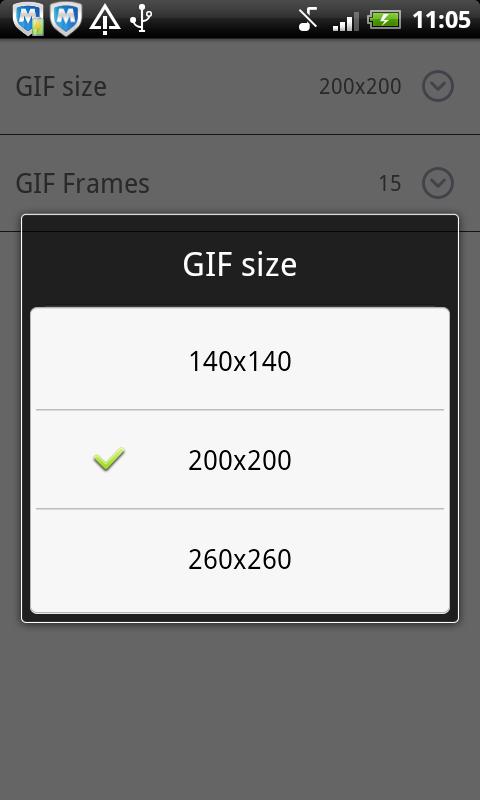 Click the setting button in bottom control bar can enter into GIF setting UI.