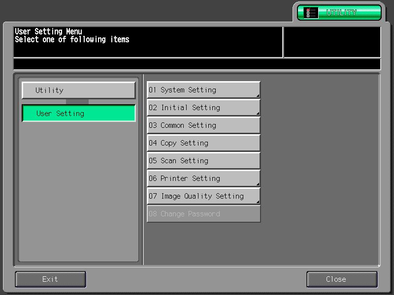 Utility Menu 5 To set the initial value of the Scanner Setting screen 1 Press [Utility/Counter] on the control panel.