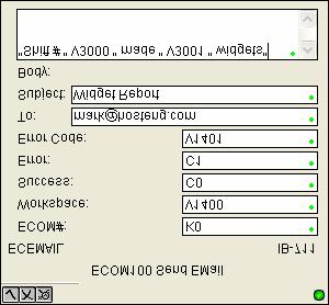 8. The ECOM100 Send EMail IBox (ECEMAIL IB-711) must be properly configured and its execution is edge triggered, not straight power flow.