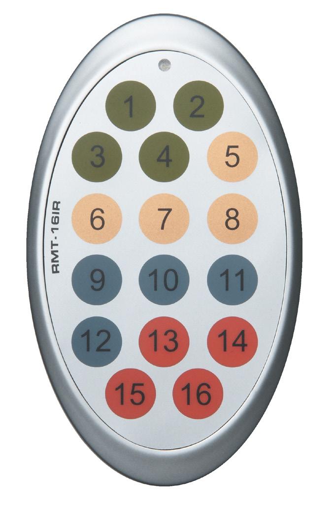 Getting Started IR Remote Control Unit Front 1 2 ID Name Description 1 Activity indicator This LED flashes bright orange when a key is pressed on the remote.