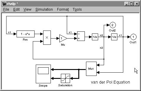 Testing the Installation The Simulink model rtvdp.mdl window opens. 2 From the Tools menu, point to Real-Time Workshop, and then click Build Model.