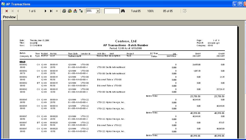 Report Assistant Accounts Payable For example, the AP Transactions (03.640.