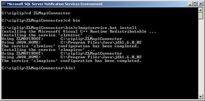 zlmapiservice.bat command [servicename] where command is one of the following: install remove update servicename is optional.