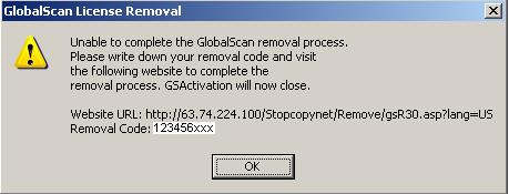 B. Deactivate GlobalScan from Server Without Internet Access Please have your GlobalScan CD Key ready (CD Key is located on