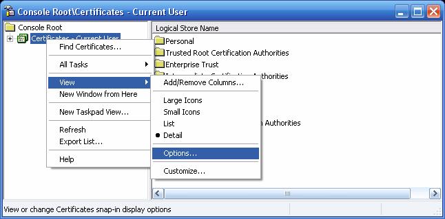 Select Physical certificate stores. 12. Click [OK].