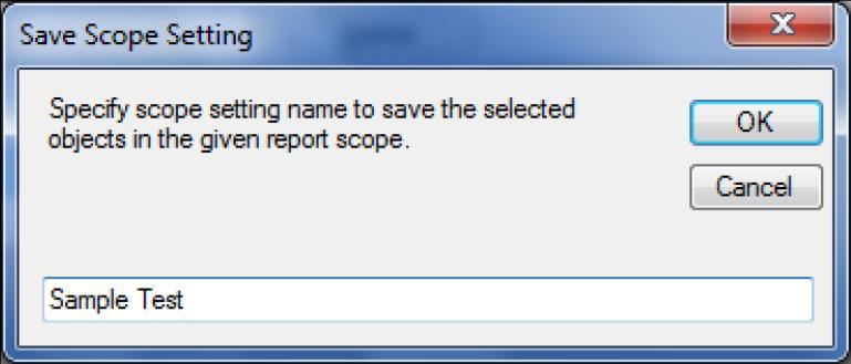 Report scope settings - list of objects and their corresponding user credentials, can be customized and stored under a different for re-use.