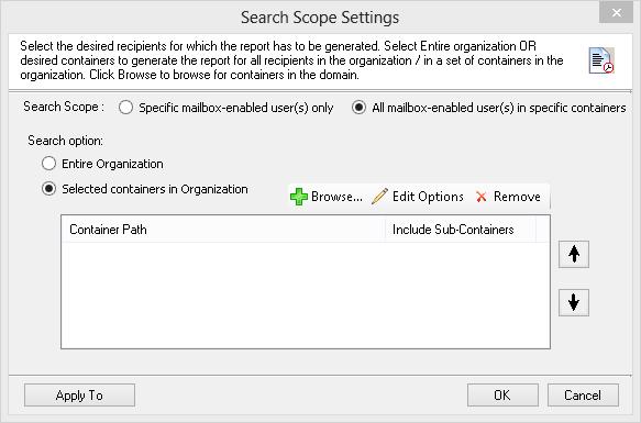 Select Entire Organization option to generate report for the entire Organization.