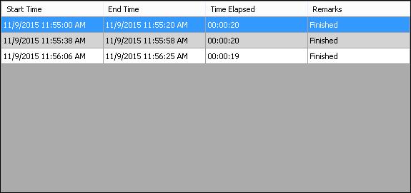 3.7.8 Remove Task History The task history information for a task displays the task name along with its start time, end time, time elapsed and remarks.