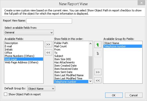 7) Select the desired field in 'Show fields in this order' list box and click and V buttons to move the field to upper ad lower position respectively, and set the desired field order in report view.