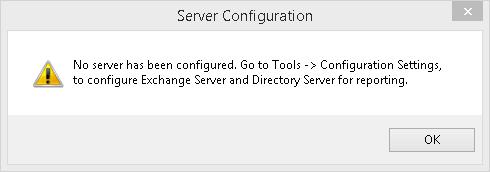 4. This alert message will pop up, when the user tries to close the Configuration Settings, without configuring Exchange Server and Directory Server.