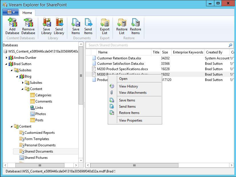 The process is possible because Veeam Explorer for Microsoft SharePoint has the ability to enumerate the contents of the SharePoint content database files even if those files happen to be a part of